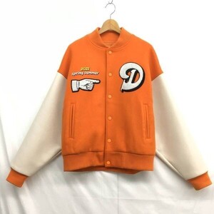 KZ5487★DONCARE : 21aw twist collage jacket★M★オレンジ/ホワイト ドンケア スタジャン バーシティージャケット