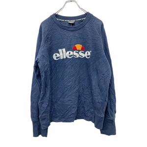 ellesse ロゴ スウェット トレーナー Lサイズ エレッセ 刺繍 レディース ネイビー 古着卸 アメリカ仕入 t2406-3744