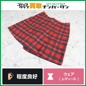 ★売切り【人気ブランド】マンシングウェア Munsingwear レディース キュロットスカート チェック レッド サイズ7 ゴルフウェア MGWMGE50