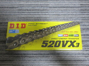 D.I.D バイク用チェーン　軽圧入クリップジョイント付属　520VX3-122FB STEEL　スチール 　新品　 大同工業