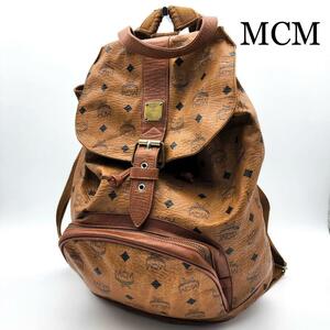 良品　MCM ビセトス柄　リュック　バックパック　レザー　総柄　エムシーエム