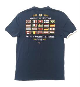 衝撃の1円スタート！フリーク待望入手困難国旗デザイン！【AERONAUTICA MILITARE】高級クラシックTシャツ！ネイビー/M表記/S89