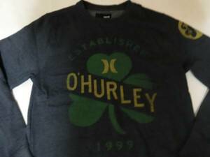 《Hurley》薄手生地裏起毛アイリッシュ系プリントトレーナーUS M