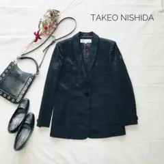 美品　TAKEO NISHIDA　テーラードジャケット　9号　M　柄入り