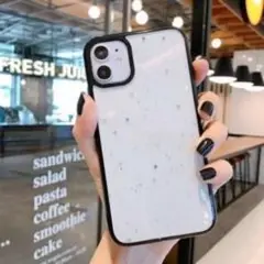 iPhone13Pro 韓国 スマホケース 黒 透明 キラキラ かわいい