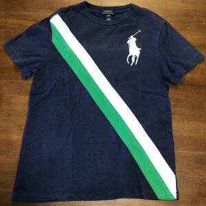 【RALPH LAUREN/ラルフローレン】半袖Ｔシャツ　Ｍサイズ/150㎝　ビッグポニー　中古　ネイビー　①