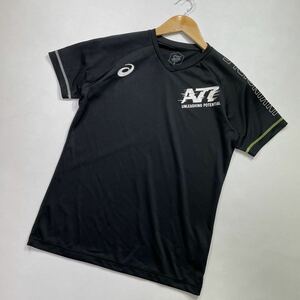 266 asics アシックス バレーボールウェア 半袖 Tシャツ カットソー A77 ストレッチ 速乾 ロゴプリント スポーツ トレーニング 黒 31219R