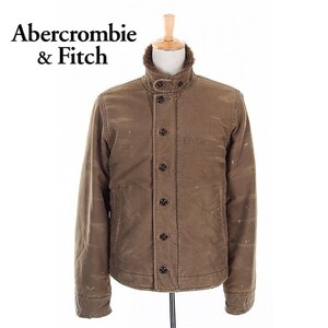 A5309/美品 秋冬 EZRA FITCH アバクロ Abercrombie&Fitch スレ加工 ビンテージ加工 ミリタリー 裏ボア ブルゾン ジャケット M 緑/メンズ