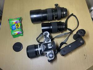 現状品 中古 NIKON ニコン FE ブラックボディ黒 + NIKKOR 43-86mm 200mm 300mm F3.5 一眼レフカメラ フィルムカメラ ジャンク