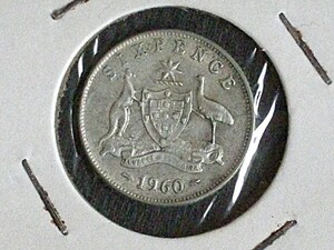 ◆オーストラリア◆6ペンス(pence)銀貨■1960年/Australia 1960 6pence ElizabethⅡ silver coin