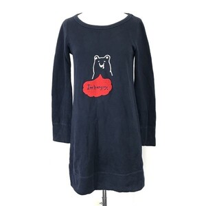 日本製★フランシュリッペ/franche lippee★ロング丈/長袖Tシャツ/ワンピース【レディースM/紺/navy/クマさん】dress/Tops/Shirts◆pBH655