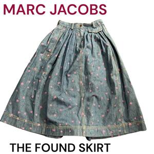 美品　マークジェイコブス　ザ　ファウンドスカート　デニム　ロング　花柄　M4H021　MARC JACOBS　THE FOUND SKIRT　25インチ　M　9号