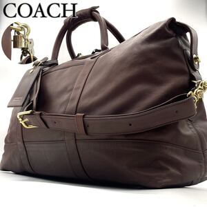 1円〜 【極美品】 COACH コーチ 2way ボストンバッグ 旅行鞄 ビジネスバッグ ショルダーストラップ付き レザー メンズ 【入手困難品】