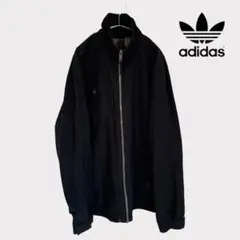 80s adidas ナイロンブルゾン 3ストライプ トレフォイル 黒 XXL