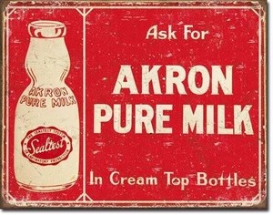 ブリキ看板 Akron Pure Milk 1841 ティンサインプレート ティンサインボード アメリカ雑貨 アメリカン雑貨