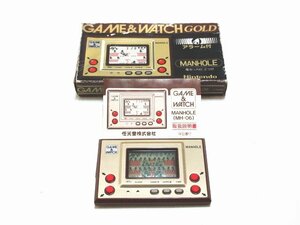 XW952◇任天堂 ゲームウォッチ ゴールド マンホール アラーム付 MH-06 1981 動作品 元箱&取説 / Nintendo GAME&WATCH GOLD MANHOLE /