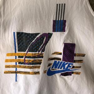 XZ153 タンクトップ ナイキ NIKE Tシャツ 90s USA製 白ボディ 古着 ビンテージ L サイズ ナイキ タグ ホワイト色