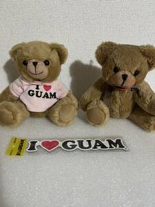 I LOVE GUAM ベアぬいぐるみ×２ マグネット　GUAMみやげ