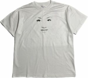 美空ひばり ☆ 希少 顔 プリント Tシャツ ホワイト ポリ系の素材 L相当 コレクション 音楽 歌謡曲 ファン ひばりプロダクション■SAP433