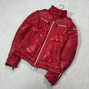 レア MONCLER BUFFALO ダウンジャケット ライダース 0 モンクレール バッファロー BERRIAT ジャケット レッド 赤 希少 レア ワッペン