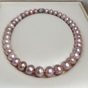 天然無調色南洋パールネックレス11-13mm 艷やか本真珠ネックレス　 necklace 42cm パープルパール