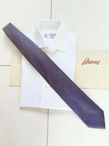 ■ 新品 Brioni ブリオーニ 定価 3万4,100円 永久定番 ネイビーアズーロ シルク タイ ネクタイ スーツ 44 46 マリネッラ kiton シャルベ