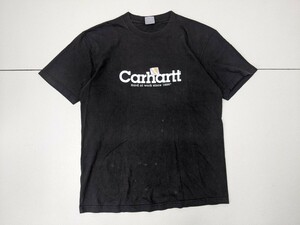 10．カーハート 00s デカロゴ タグ調ロゴ プリント 半袖 Tシャツ Carhartt Y2K ワーク メンズXL 黒白x202