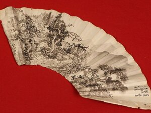 【模写】【伝来】sh7434〈呉熙曽〉扇面 山水図 マクリ 中国画