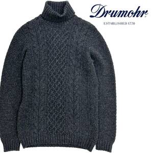 イタリア製 Drumohr ドルモア ウール100% ニット ケーブル タートルネック セーター(48)チャコールグレー メンズ トップス 