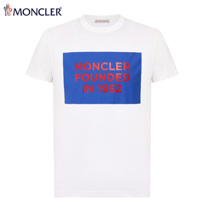 送料無料 146 MONCLER モンクレール 8C74610 8390Y ホワイト ロゴ クルーネック 半袖 Tシャツ size XL
