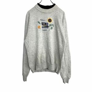 top stitch スウェットトレーナー レディース Mサイズ グレー USA製 古着卸 アメリカ仕入 t2111-4119