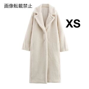 vintage ヴィンテージ レトロ ボア ロングコート アウター XSサイズ レディース★ZARA 好きな方に★2024 A/W 冬新作 新品未使用★