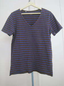 nonnative ノンネイティブ　ボーダーVネックTシャツ　０