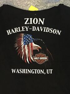 Harley Davidson ハーレーダビッドソン Tシャツ 首袖カット　カスタム　ZION ザイオン　ユタ