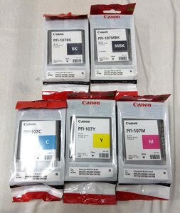 【埼玉発】☆純正未使用品☆【Canon】インクタンク　PFI-107　(取付期限2024＆2025年)　★5色セット★　(8-3046)