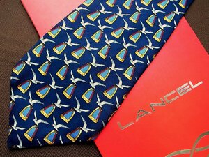 ♪5488C♪良品【コウノトリ 鳥 柄】ランセル【LANCEL】ネクタイ