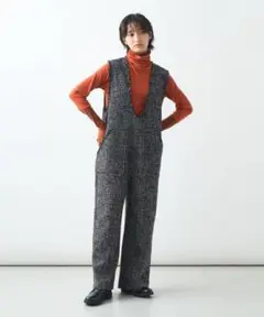 KHA:KI(カーキ)TWEED OVERALLS　ブラック　サイズ2