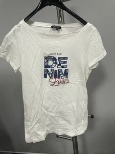 未使用アルマーニジーンズ極美品半袖カットソーTシャツトップスS白ARMANI