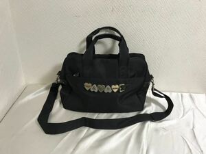 本物モスキーノMOSCHINO本革レザーナイロン2wayビジネスハンドショルダーバッグトートボストンバックレディースメンズ黒ブラック日本製旅行