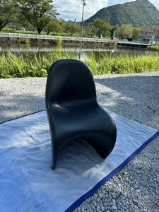 vitra ヴィトラ/Verner Panton パントンチェア/ブラック 黒/椅子/北欧/刻印有り/スペースエイジ/検:カルテル イームズ ハーマンミラー①