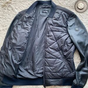 希少モデル/極美品●XLサイズ相当●DIESEL ディーゼル ジャケット 切り替え レザージャケット ブルゾン 羊革 ラムレザー ブレイブマンロゴ 