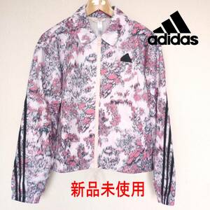 新品未使用●送料無料●(レディースM)アディダス adidas ピンク スリーストライプス ウィンドブレーカー/ルーズフィット/裏地付き