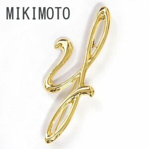 【ミキモト】華やか MIKIMOTO イニシャル 18金 K18 YG イエローゴールド ブローチ