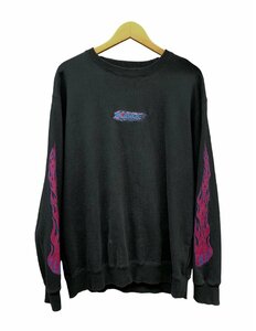 X-LARGE (エクストララージ) FIRE LOGO CREWNECK SWEAT ファイヤー ロゴ クルーネック スウェット 101211012015 L ブラック メンズ/025