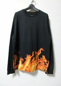 23AW 定価28600円 MINEDENIM マインデニム ファイヤー Fire Pattern L/S 長袖Tシャツ ロンT 黒