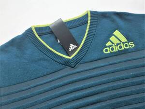 ◆adidas◆長袖Vネックニット◆O◆ネイビー系