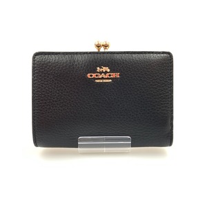 〇〇 COACH コーチ キスロック ミディアム ウォレット 二つ折り財布 C8337 ブラック やや傷や汚れあり