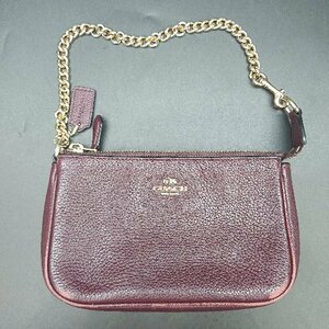 ◇ COACH コーチ ブランドロゴ入り ハンドバッグ ボルドー レディース E