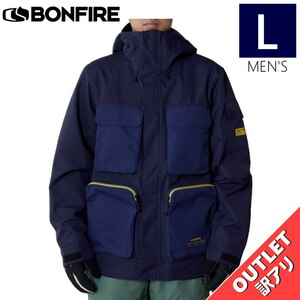 【訳アリアウトレット】23-24 BONFIRE PITCH SHELL JKT NAVY Lサイズ メンズ スノーボード スノボウェア ジャケット JACKET