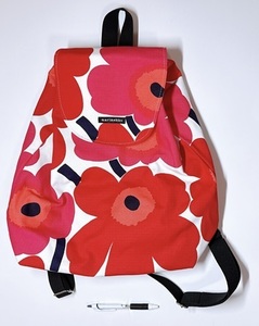 ◆marimekko/マリメッコ/リュックサック/ウニッコ/赤＆ピンクの花/未使用美品